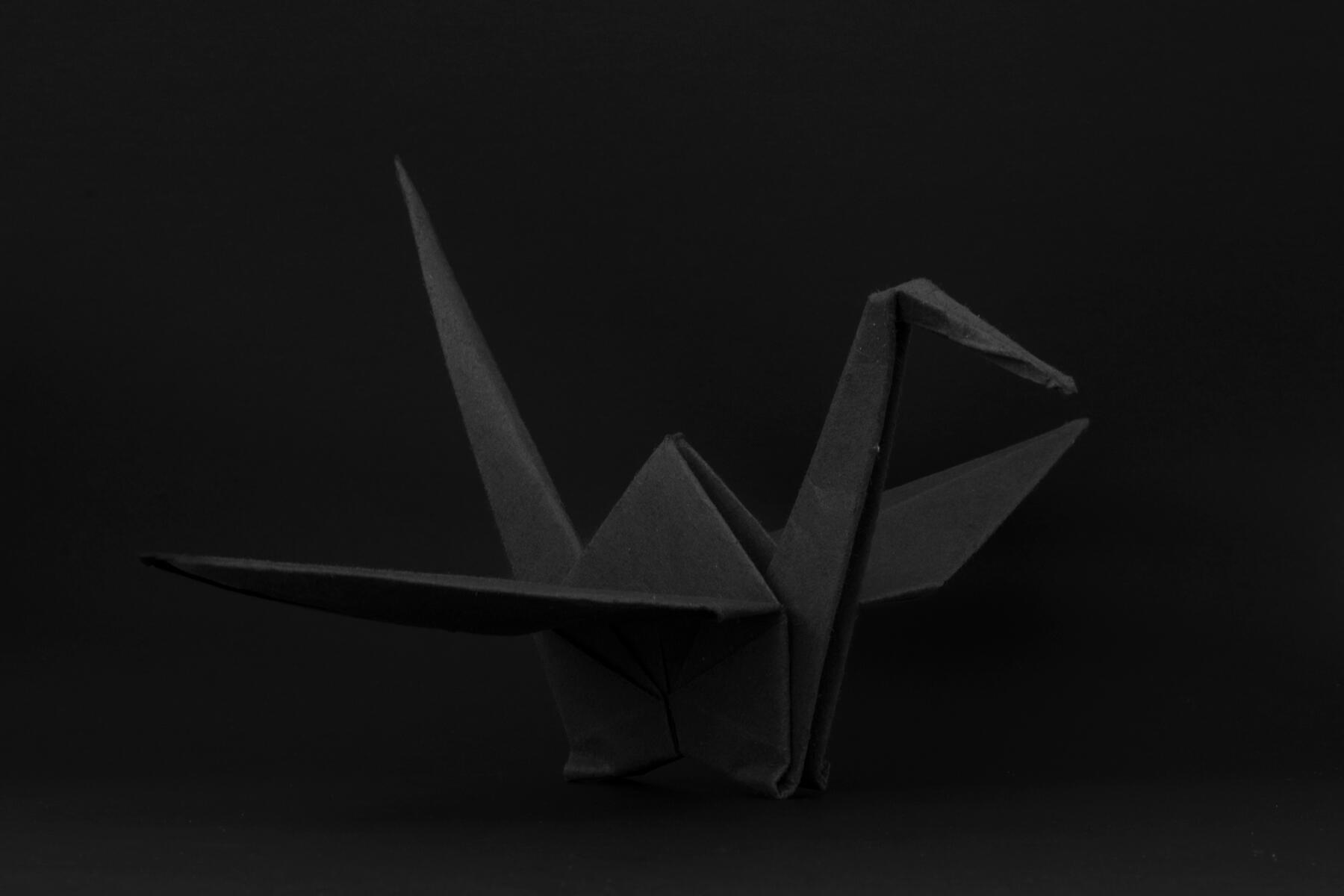 black paper crane