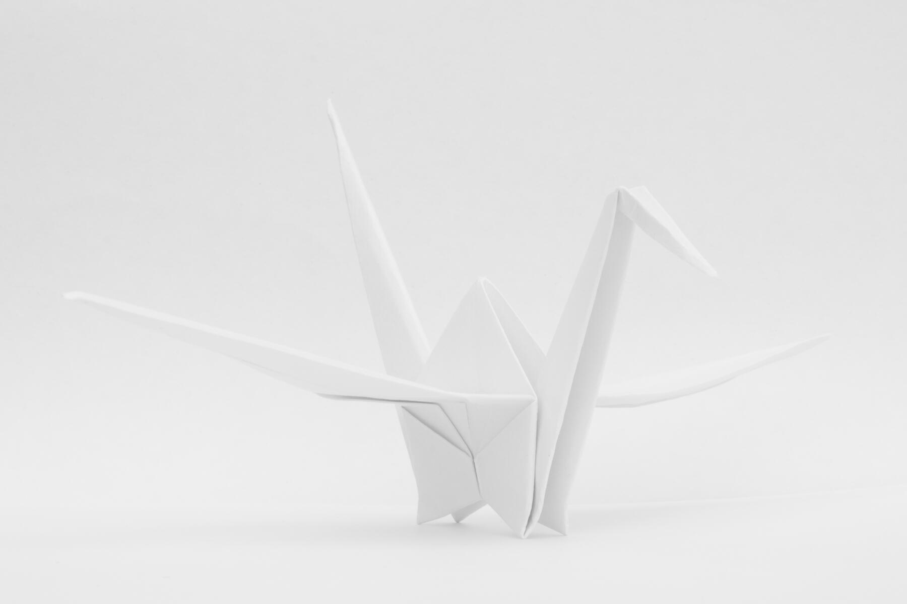 white paper crane